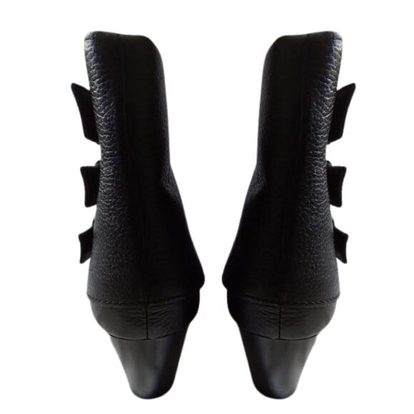 Bolo by Born Ankle Boots Leather Black Buckle Moto Goth Biker Block Heel Sz. 7.5 - Picture 10 of 15